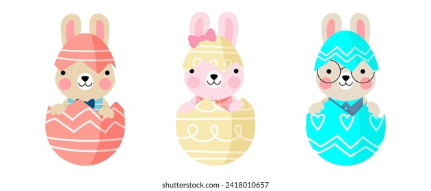 Easter bunny rabbits and Easter eggs, Welcome spring season, 