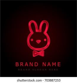 Easter bunny red chromium metallic logo