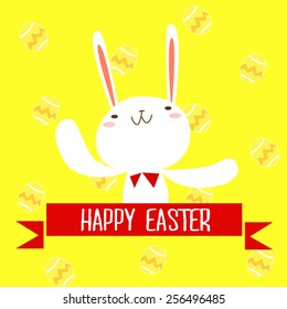 easter bunny and red ribbon