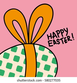 Easter bunny ribbon ears greeting card