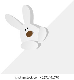 Easter Bunny in the right bottom on a grey background