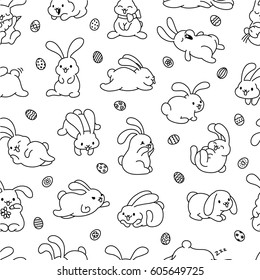 Easter Bunny Seamless Background Vector Pattern