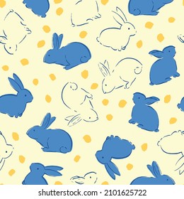 Easter Bunny Seamless Patten. Vector illustration. Great for Easter, birthday, party, gift wrapping, wallpaper, textile and scrapbook 