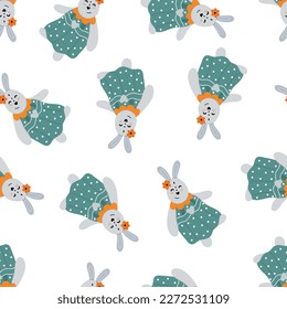 Easter bunny seamless pattern background. holiday spring animals pattern animals