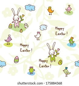 Easter bunny, seamless pattern cute digital background paper