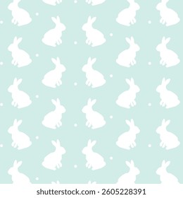 Easter or Bunny seamless pattern design with pastel blue background