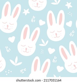 easter bunny seamless pattern hand drawn. vector, minimalism. textiles, wallpaper, wrapping paper. cute baby print in trendy colors 2022.