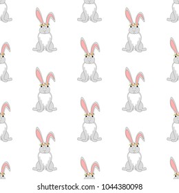 Easter bunny seamless pattern on the white background. Vector illustration