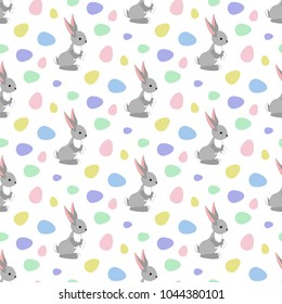 Easter bunny seamless pattern on the white background. Vector illustration