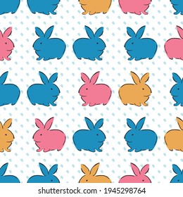 Easter Bunny Seamless Pattern. Vector illustration. Great for Easter, birthday, party, gift wrapping, wallpaper, textile and scrapbook 