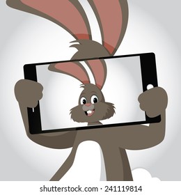 Easter bunny selfie  EPS 10 vector stock illustration