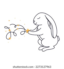 Conejo de Pascua, conjunto de conejos con huevos de Pascua