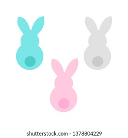 Easter bunny. set vector icon with silhouette of rabbit. cute bunny isolated on white background.