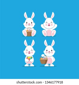 Easter bunny set vector on a white background