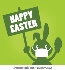 Easter Bunny with Sign Happy Easter