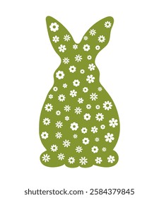 Easter Bunny Silhouette. Adorable Easter Bunny with Floral Pattern on a Pastel Background for Spring Celebration and Festive Holiday Design