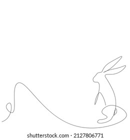 Easter bunny silhouette line drawing vector illustration