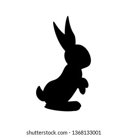 Easter bunny silhouette on the white background. Vector illustration