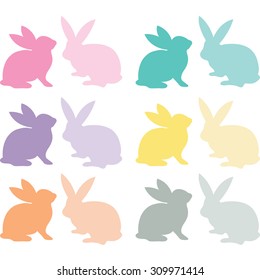 Easter Bunny Silhouette Set