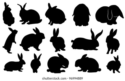 Easter Bunny Silhouette Set