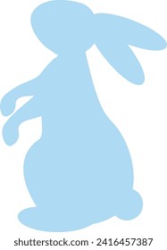 Easter bunny silhouette. Sitting rabbit silhouette in blue color