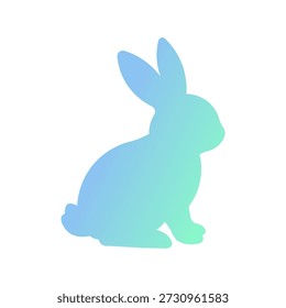 Easter bunny silhouette with a soft blue and green gradient