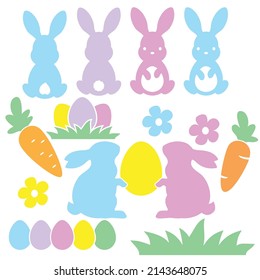 Easter bunny silhouette vector cartoon illustration