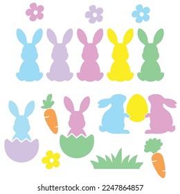 Easter bunny silhouette vector cartoon illustration