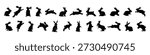 Easter bunny silhouette vector set. Clean black rabbit shapes perfect for holiday crafts, greeting cards, stickers, prints and seasonal design projects.