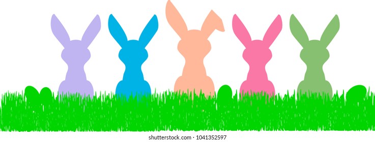 easter bunny silhouettes and eggs, free copy space