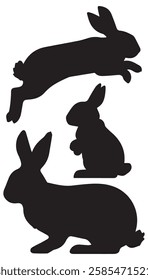 Easter Bunny Silhouettes and Rabbit Clip Art Set