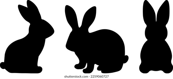 Ilustración vectorial de las siluetas de conejo de Pascua