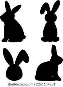 Easter bunny silhouettes vector illustration