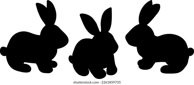 Easter bunny silhouettes vector illustration