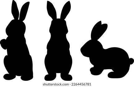 Easter bunny silhouettes vector illustration