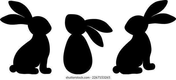 Ilustración vectorial de las siluetas de conejo de Pascua