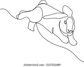 Easter bunny in a simple one line style. Rabbit icon. Black and white minimal concept vector illustration.