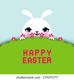 Easter Bunny Sitting in Grass .EPS 10