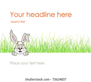 Easter bunny sitting in green grass - cute smiling rabbit - vector, eps10