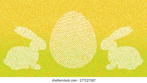 Easter Bunny sitting near Easter Egg