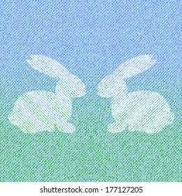 Easter Bunny sitting near Easter Egg