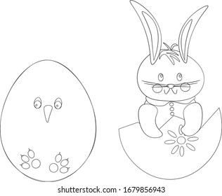Osterhase. Skizze eines Osterkaninchens .Handgezeichnete Doodles zum Färben, Einladungen zu Feiertagen, Postkarten, Café-Menüs und Web-Design.Vektorillustration.