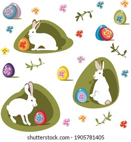 Easter Bunny. Stickers, illustration, elemens for design.