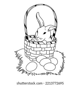 easter bunny in straw basket coloring page