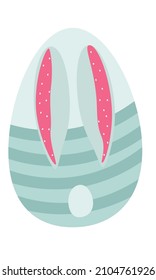 Easter bunny in a striped suit, long ears and a fluffy tail. Easter decor. Clipart.