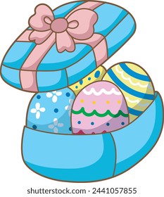 Easter bunny surprise stock illustration. Easter bunny gift in egg. Easter greeting card with cute little bunny. Symbol of joy.