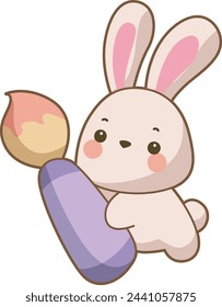 Easter bunny surprise stock illustration. Easter bunny gift in egg. Easter greeting card with cute little bunny. Symbol of joy.