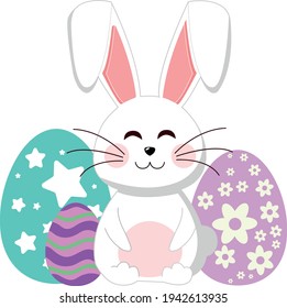 Easter Bunny Svg. Bunny With Glasses. Kid's Easter Design. Easter Svg.Vector illustration isolated on white background. Easter Bunny shirt design. Bunny cutting file for Silhouette and Cricut. svg