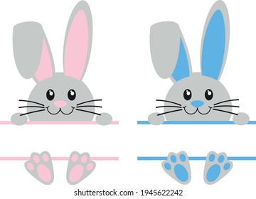 Easter bunny Svg vector Illustration isolated on white background. Easter 
rabbit split monogram for Cricut and Silhouette.Easter decoration for shirt and scrapbooking. svg