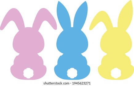 Easter bunny Svg vector Illustration isolated on white background. Easter 
rabbit for Cricut and Silhouette.Easter decoration for shirt and scrapbooking. Pink bunny girl and blue bunny boy